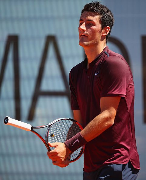 MADRID, SPAIN - MAY 03:  Bernard Tomic of Australia shows his emotion against Fabio Fognini of Italy in their first round match during day four of the Mutua Madrid Open tennis tournament at the Caja Magica on May 03, 2016 in Madrid,Spain.  (Photo by Clive Brunskill/Getty Images)